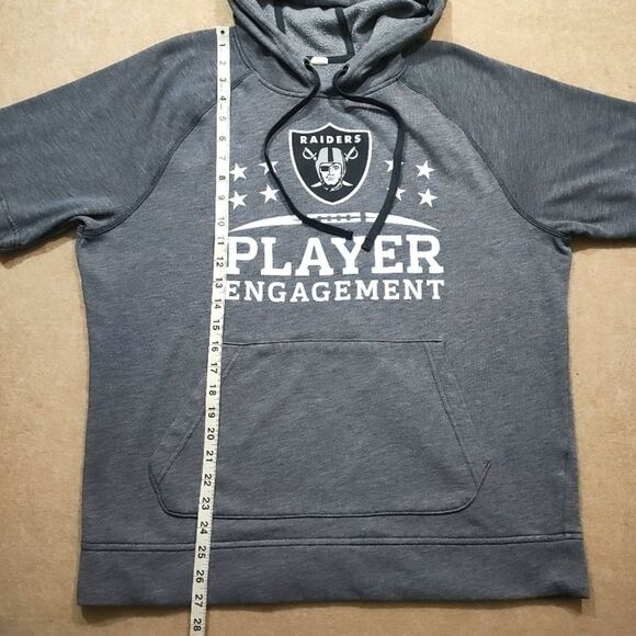 Raiders Gray Fleece Pullover Short Sleeve Hoodie Mens #C - Picture 5 of 6